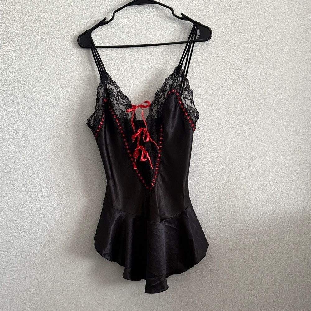 Vintage Tosca Black Lace Babydoll Slip Dress Size Large